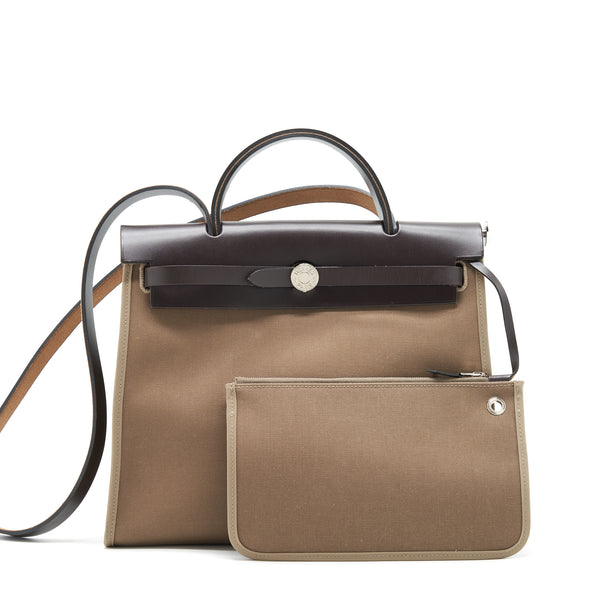 Hermes Herbag zip 31 bag Etoupe/Ebene SHW stamp D