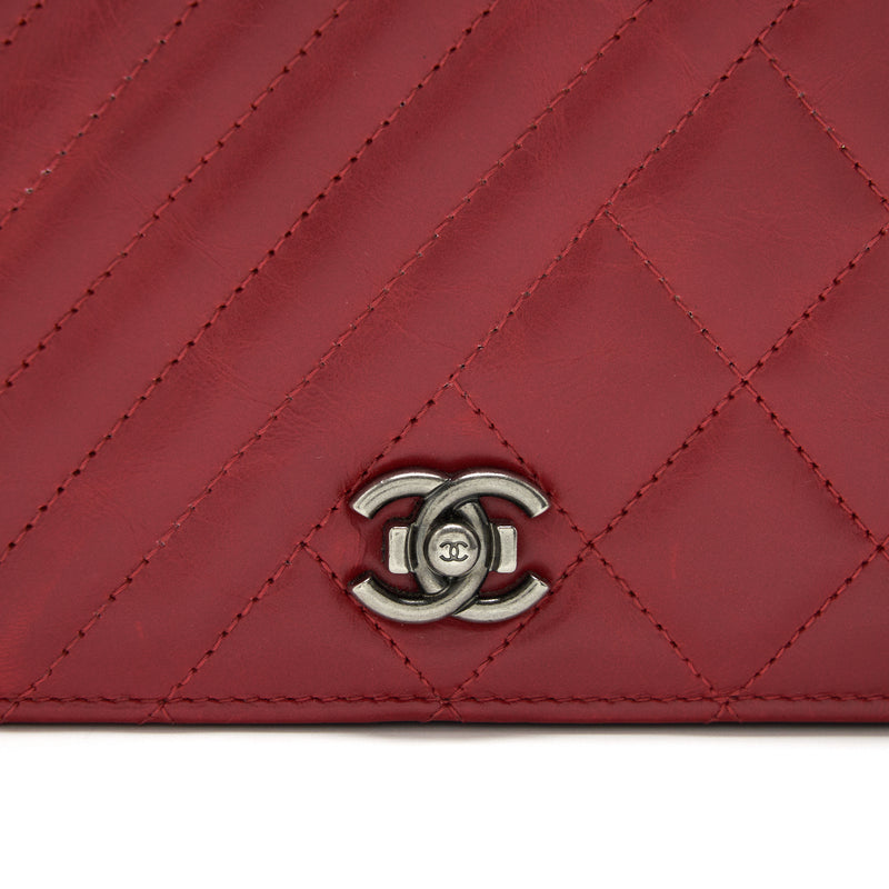 Chanel Wallet On Chain Red Calfskin Ruthenium Hardware