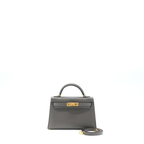 Hermes Mini Kelly Epsom 0L Gris Meyer GHW Stamp U