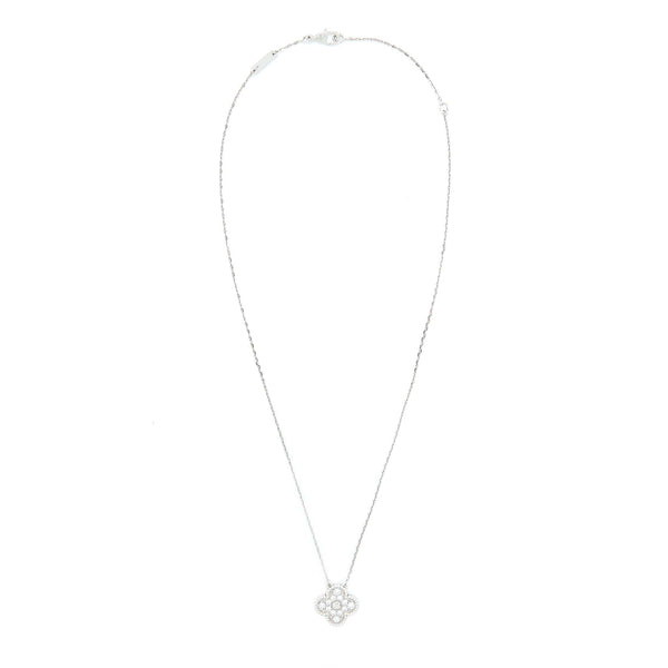 Van Cleef & Arpels Vintage Alhambra Pendant White Gold Diamonds