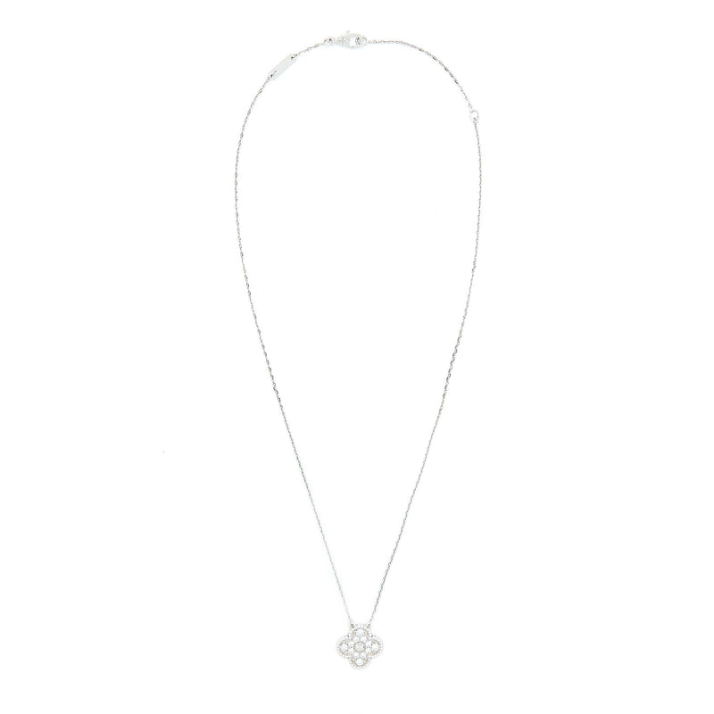 Van Cleef & Arpels Vintage Alhambra Pendant White Gold Diamonds