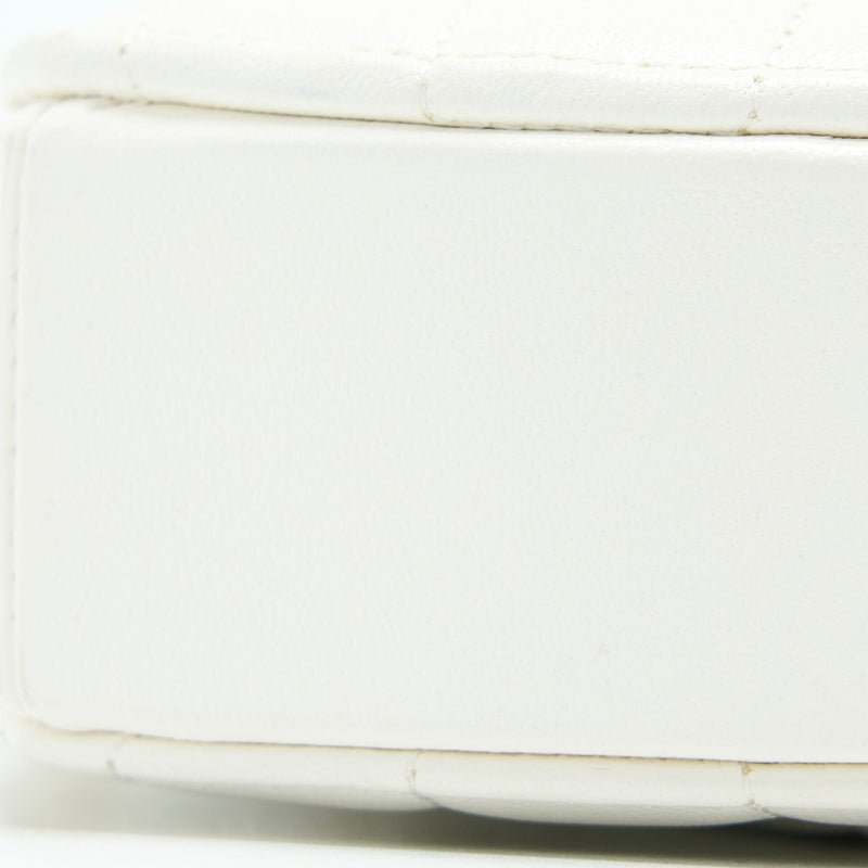 Chanel Small Heart Bag Lambskin White LGHW