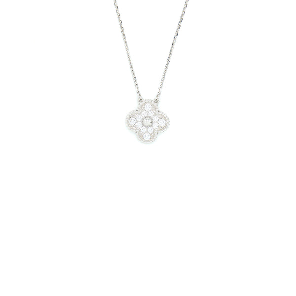 Van Cleef & Arpels Vintage Alhambra Pendant White Gold Diamonds