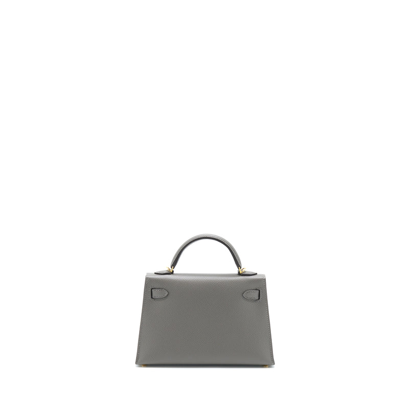 Hermes Mini Kelly Epsom 0L Gris Meyer GHW Stamp U