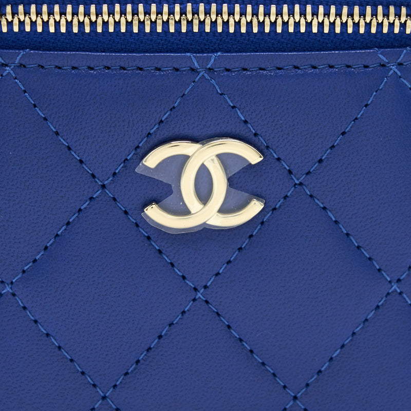 Chanel 21K mini Top handle Vanity with Chain Blue LGHW