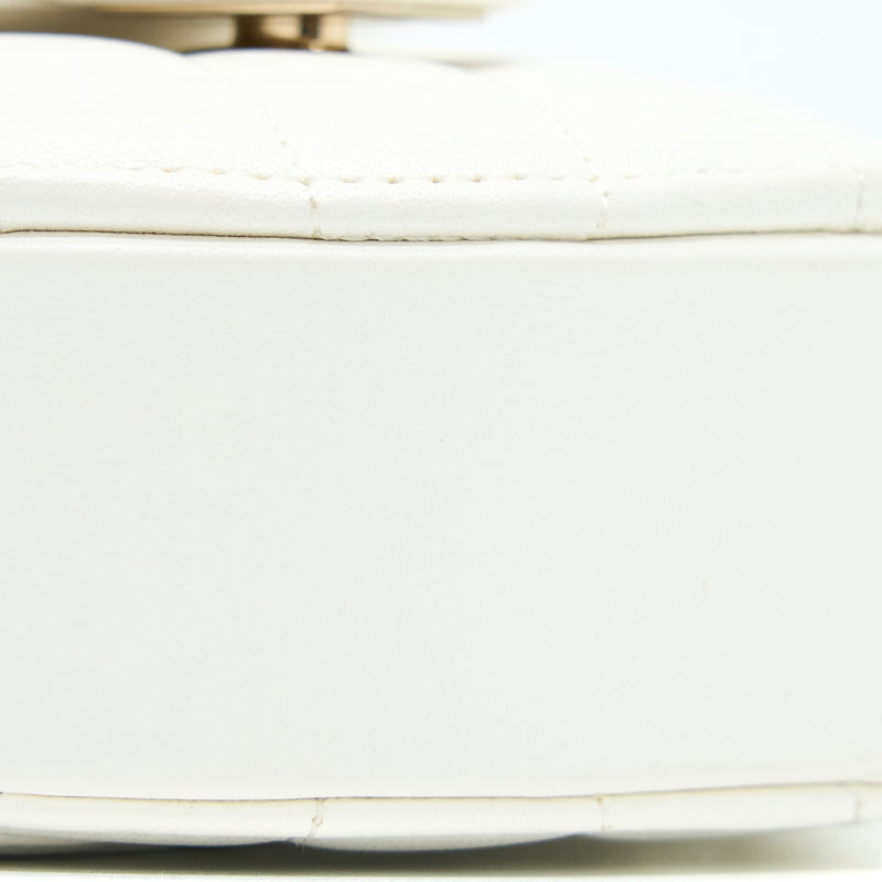 Chanel Small Heart Bag Lambskin White LGHW