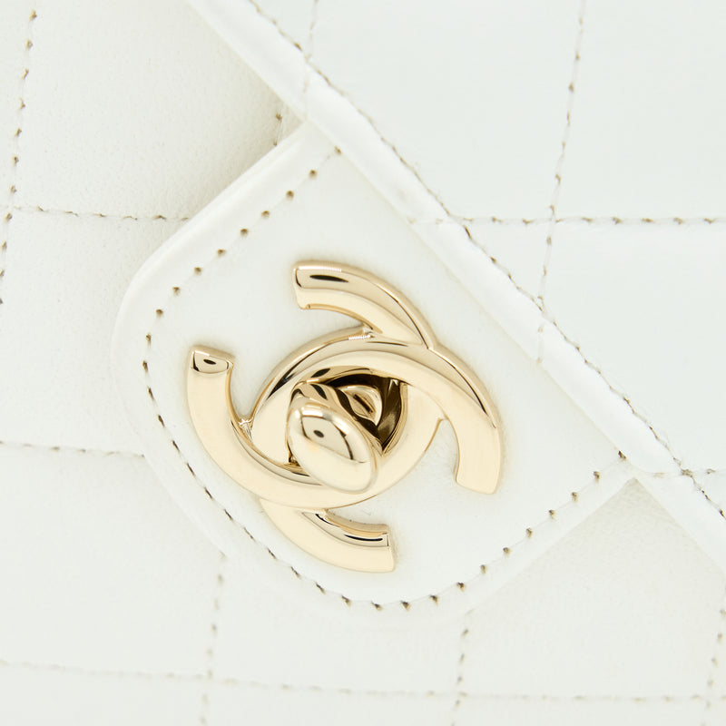 Chanel Small Heart Bag Lambskin White LGHW