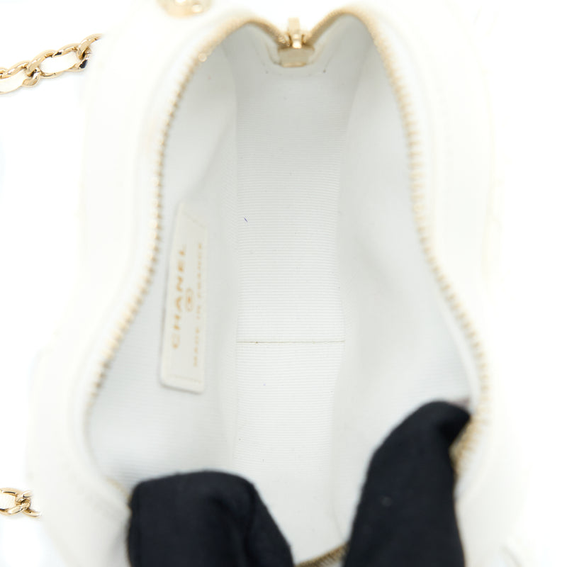 Chanel Small Heart Bag Lambskin White LGHW