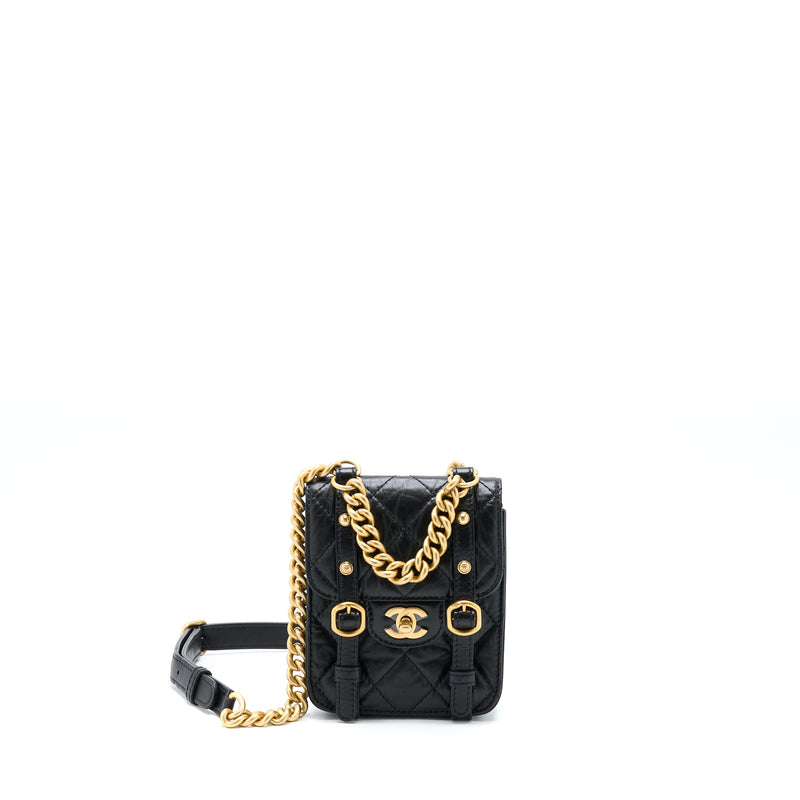 Chanel Seasonal Messenger Mini Flap Bag Aged Calfskin GHW (Microchip)