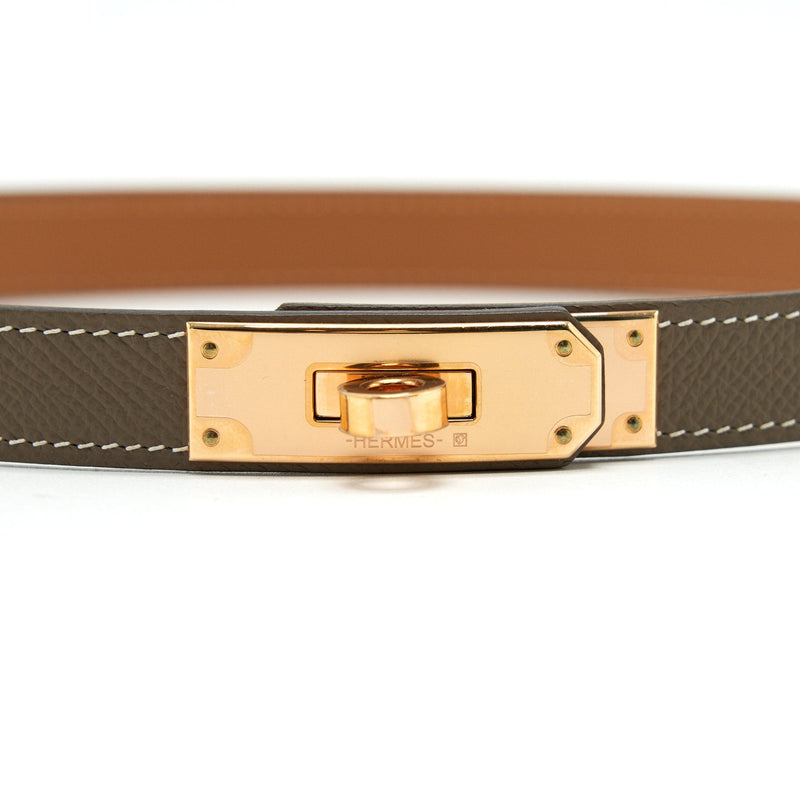 Hermes Kelly Belt Adjustable Size - Etoupe Color - Gold Hardware - Brand New