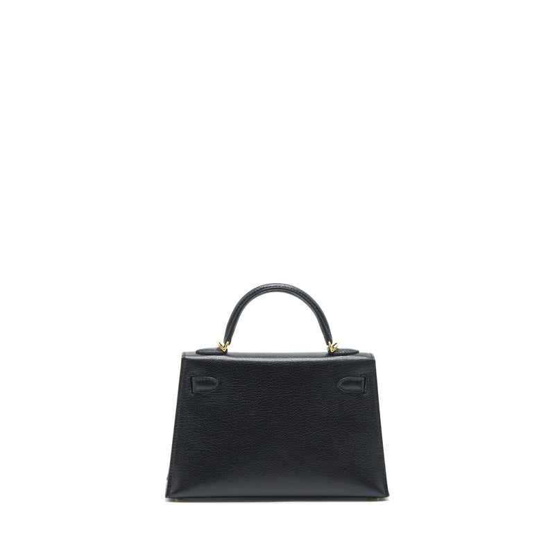 Hermes Mini Kelly 20cm Chèvre Chamkila Black GHW Stamp Y