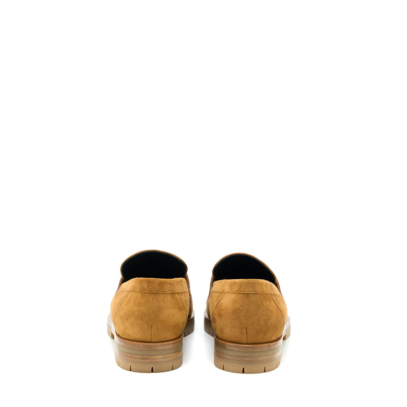 Hermes Size 37.5 Faubourg Loafer Suede Goatskin Natural SHW