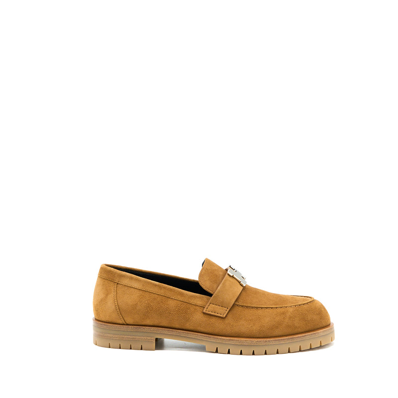 Hermes Size 37.5 Faubourg Loafer Suede Goatskin Natural SHW
