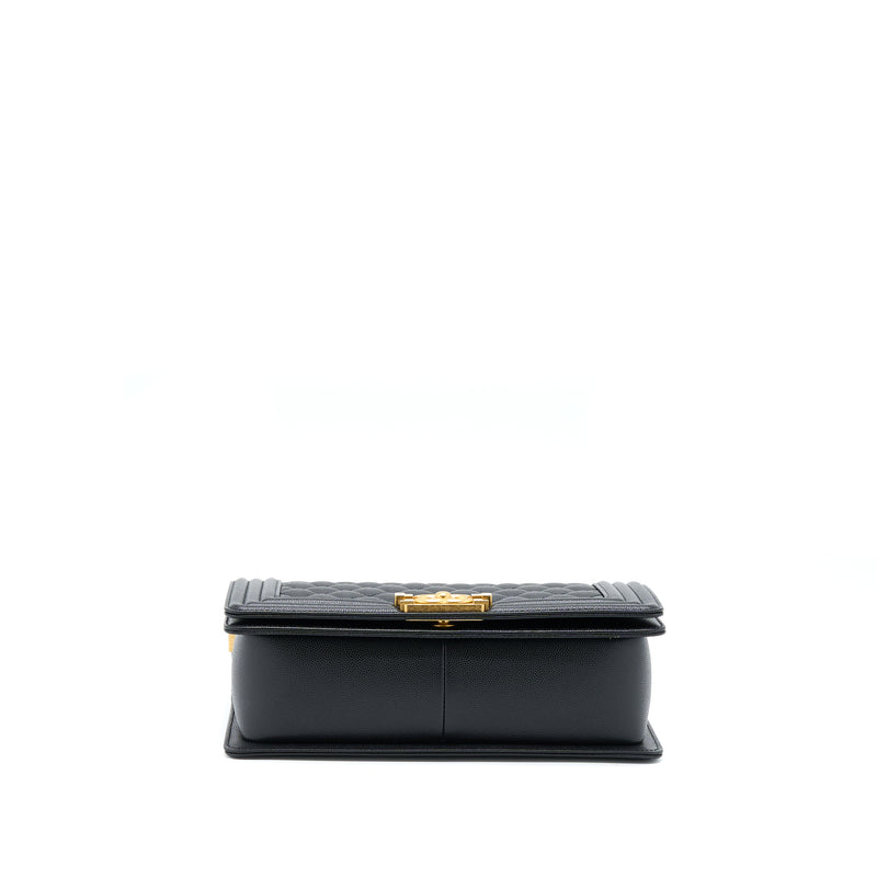 Chanel Medium Boy Caviar Black Brushed Gold Hardware(Microchip)