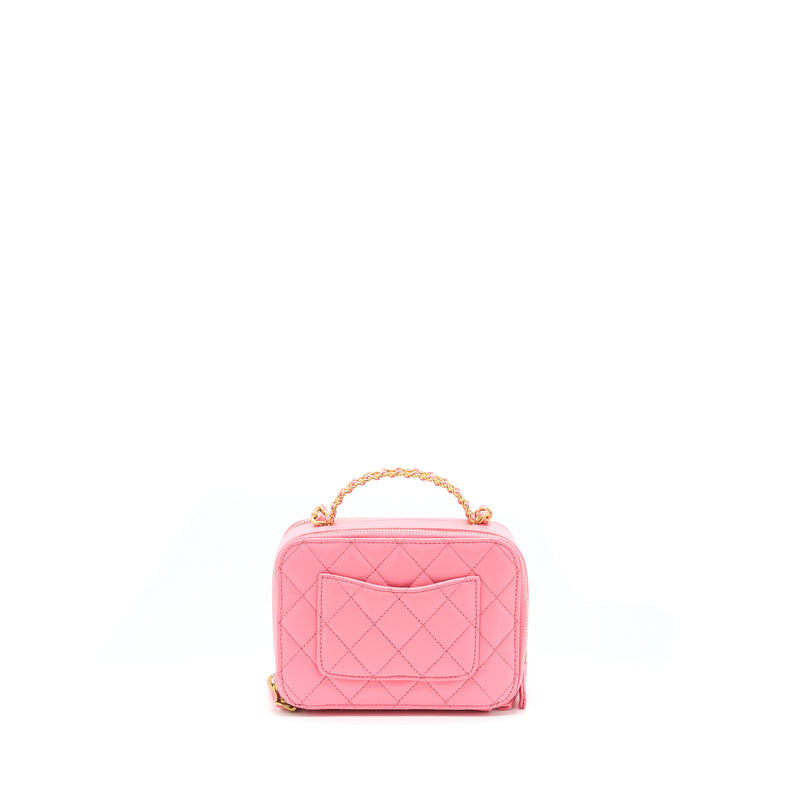 Chanel 22S Letter Top Handle Small Vanity Case Caviar Pink Brushed GHW(Microchip)