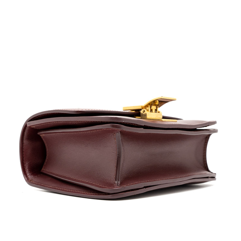 Celine Mini Box Celine Mini Box Calfskin Burgundy Brushed GHW