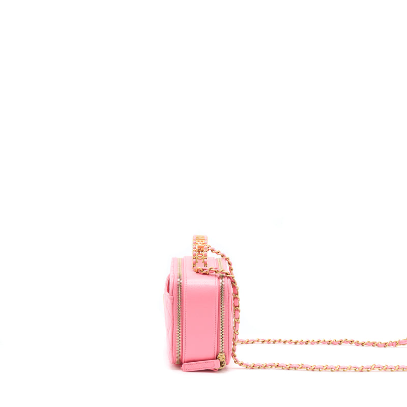 Chanel 22S Letter Top Handle Small Vanity Case Caviar Pink Brushed GHW(Microchip)
