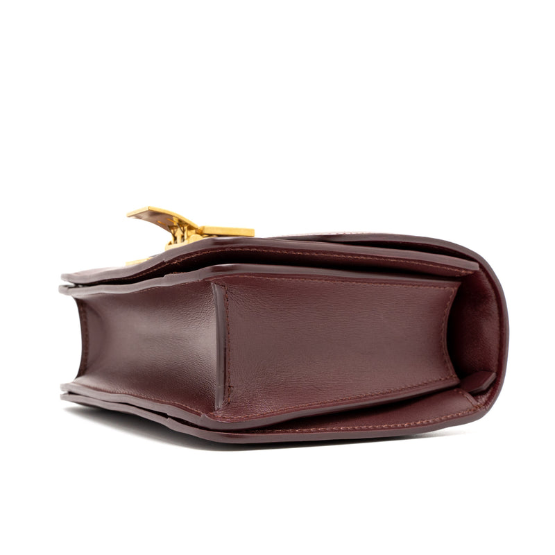 Celine Mini Box Celine Mini Box Calfskin Burgundy Brushed GHW
