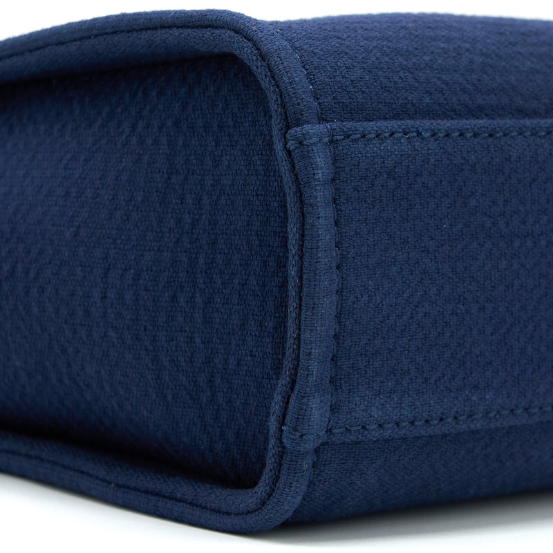 Chanel PM Deauville Tote Bag Canvas Navy SHW (Microchip)