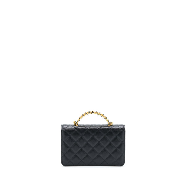 Chanel Top Handle Wallet On Chain Caviar Black GHW (Microchip)