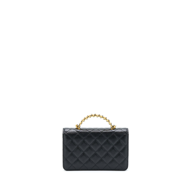 Chanel Top Handle Wallet On Chain Caviar Black GHW (Microchip)