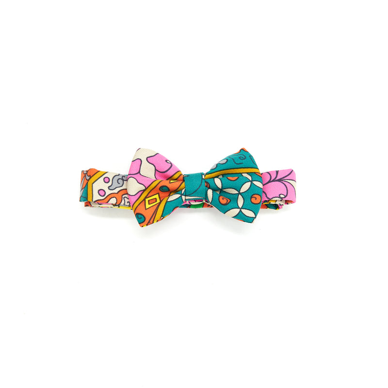 Hermes Mini Ribbon Bow Pink / Green