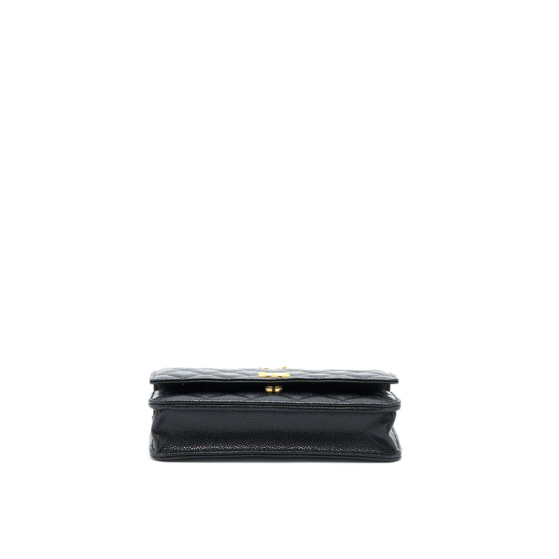 Chanel Top Handle Wallet On Chain Caviar Black GHW (Microchip)