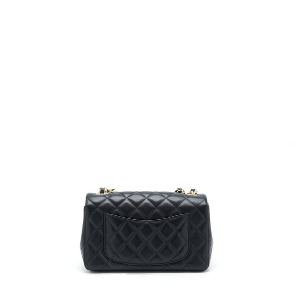 Chanel Mini Rectangular Flap Bag With Bag Charms Giant Chains Lambskin Black GHW
