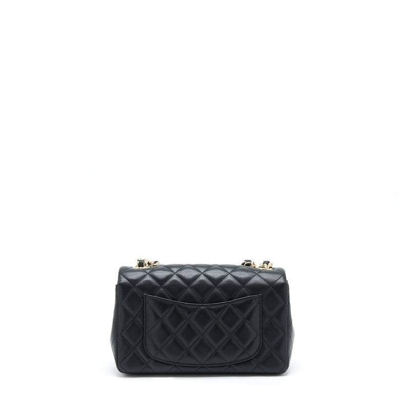 Chanel Mini Rectangular Flap Bag With Bag Charms Giant Chains Lambskin Black GHW