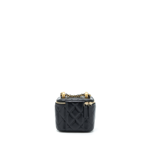 Chanel 21A Gold Crush Mini Vanity Case Calfskin Black GHW