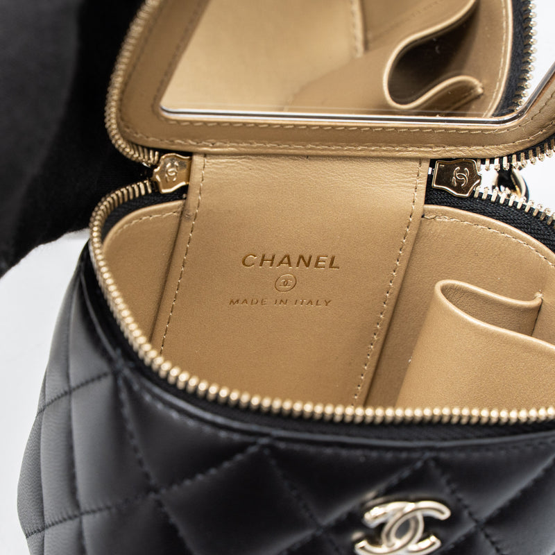 Chanel 23C Pearl Crush Mini Vanity with Chain Lambskin Black LGHW (Mic