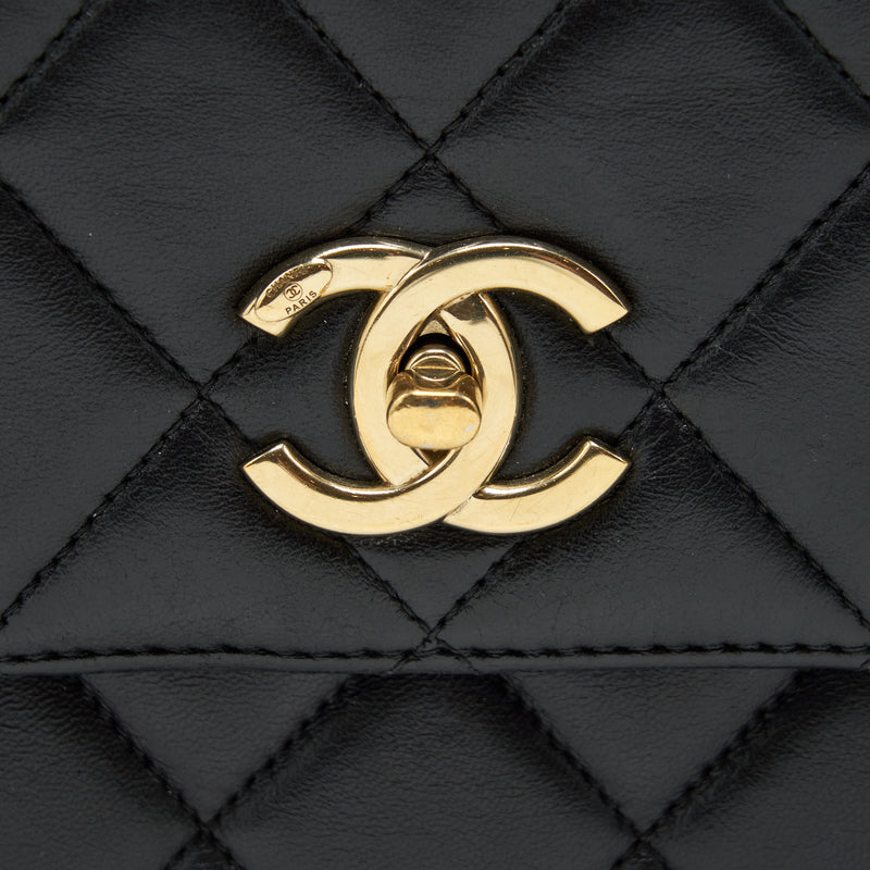 Chanel Small Trendy CC Flap Bag With Top Handle Lambskin Black LGHW