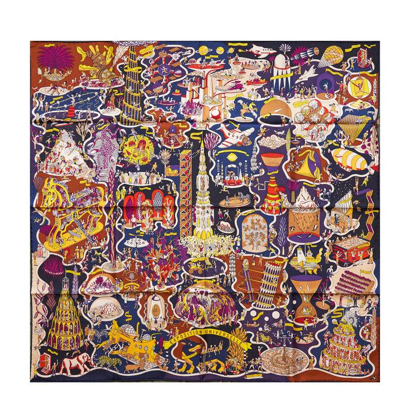 Hermes 90cm Silk Scarf Exposition Universell Multicolour