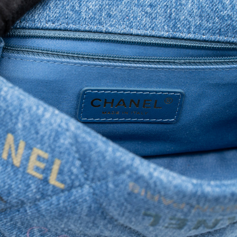 Chanel 22P Blue Denim Flap Bag Denim Blue Brushed GHW (Microchip)