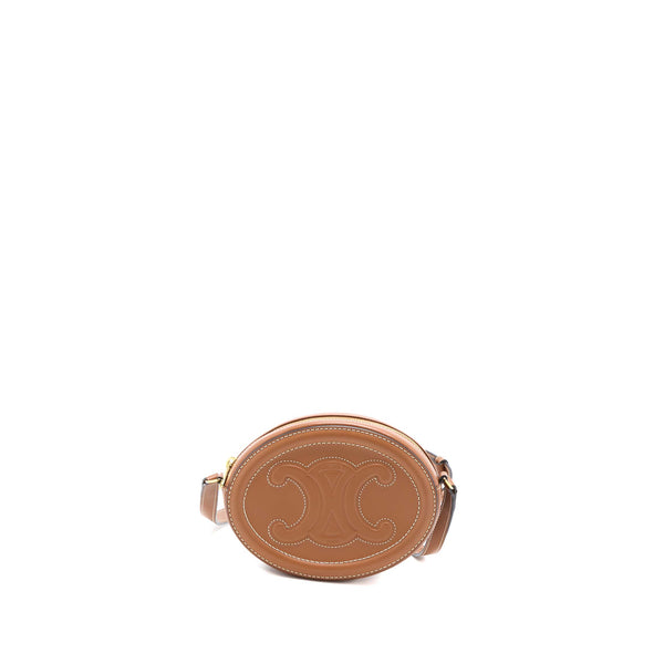 Celine Crossbody Oval Purse Cuirass Triomphe Smooth Calfskin Tan GHW