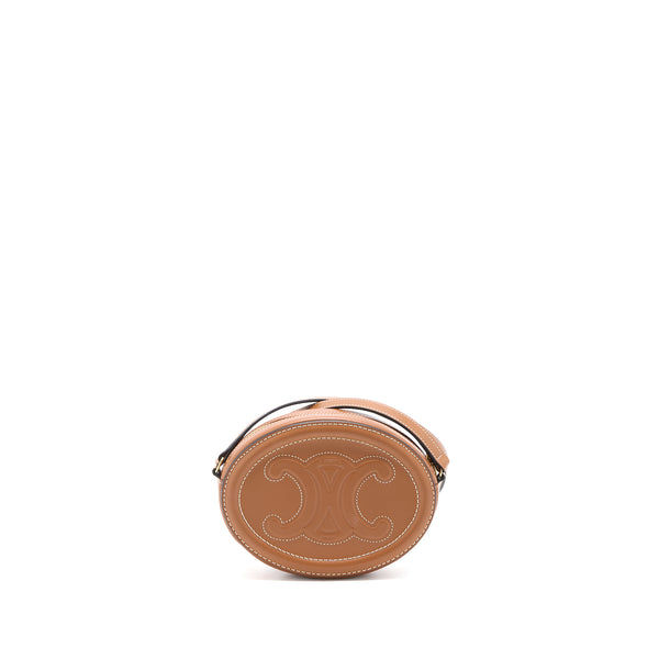 Celine Crossbody Oval Purse Cuirass Triomphe Smooth Calfskin Tan GHW