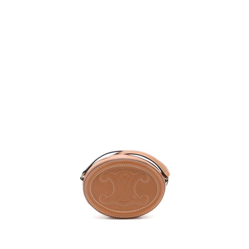 Celine Crossbody Oval Purse Cuirass Triomphe Smooth Calfskin Tan GHW