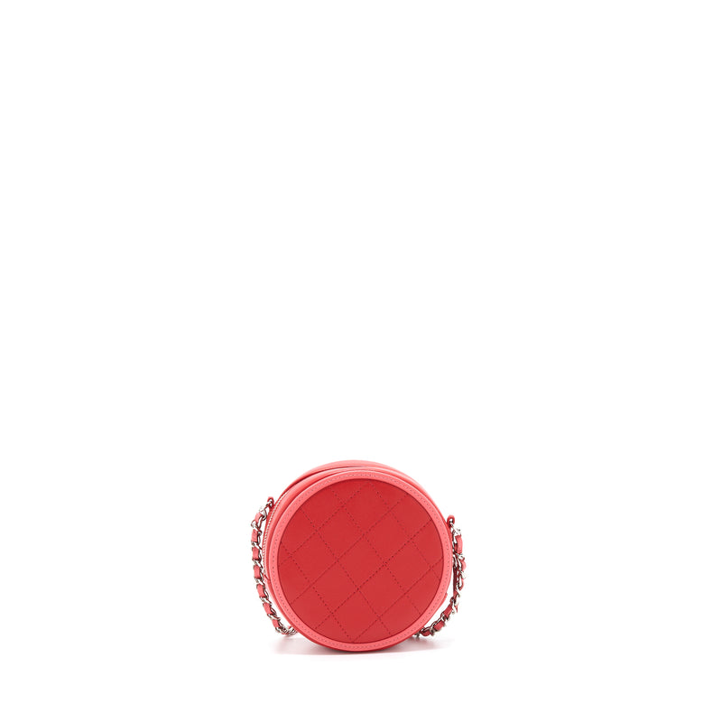 Chanel Round Crossbody Clutch Lambskin Red/Pink SHW
