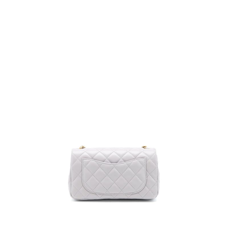 Chanel 22B Pearl Crush Mini Rectangular Flap Bag Lambskin Light Grey GHW(Microchip)