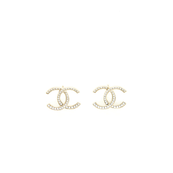 Chanel Classic CC Logo Earrings Large Model Gold Tone