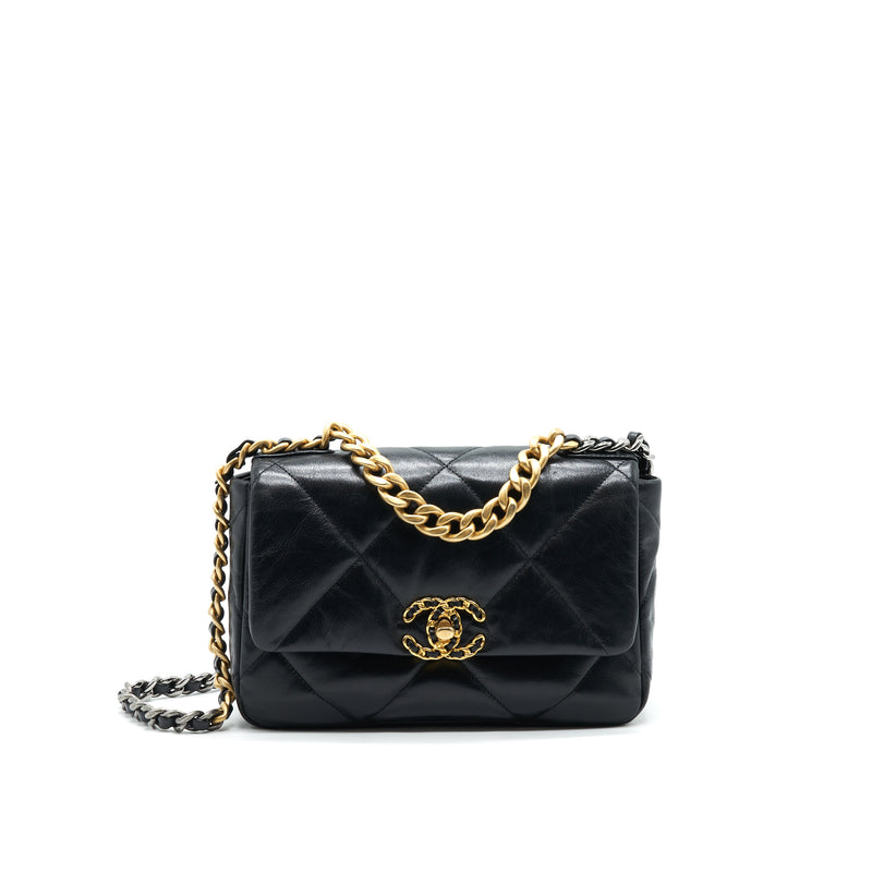 Chanel 19 Small in Black Goatskin Leather