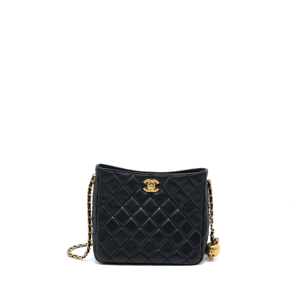 Chanel Pearl Crush Hobo Bag Lambskin Black GHW (Microchip)