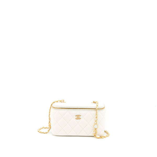 Chanel Coco Letter Long Vanity with Chain Lambskin White GHW