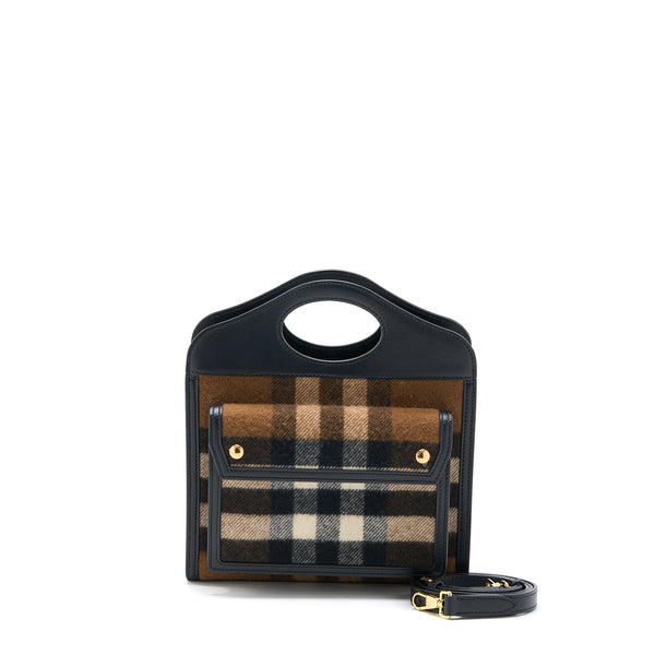 Burberry Check Pocket Bag Cashmere/ Leather GHW