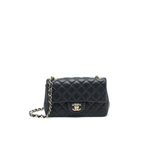 Chanel Mini Rectangular Flap Bag Black LGHW Serial 30