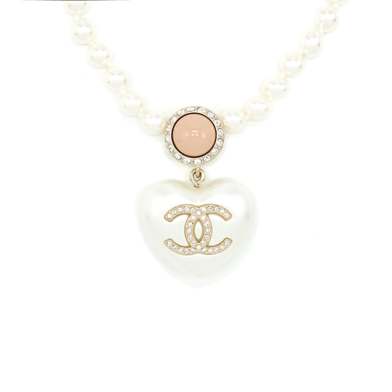 Heart pendant pearl pendant necklace earrings set at ₹2950 | Azilaa