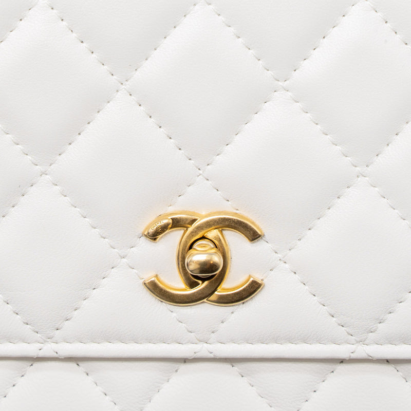 Chanel Pearl Crush Wallet on Chain Lambskin White GHW (Microchip)