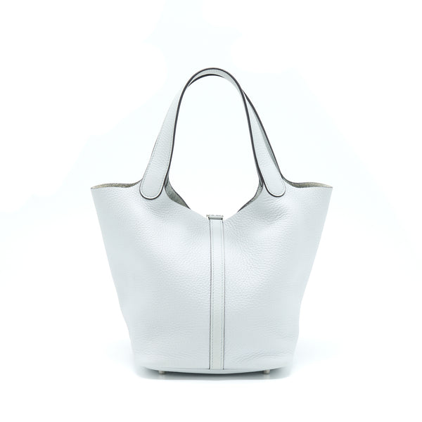 Hermes Picotin 22 Lock Bag Clemence Blue Pale SHW Stamp C