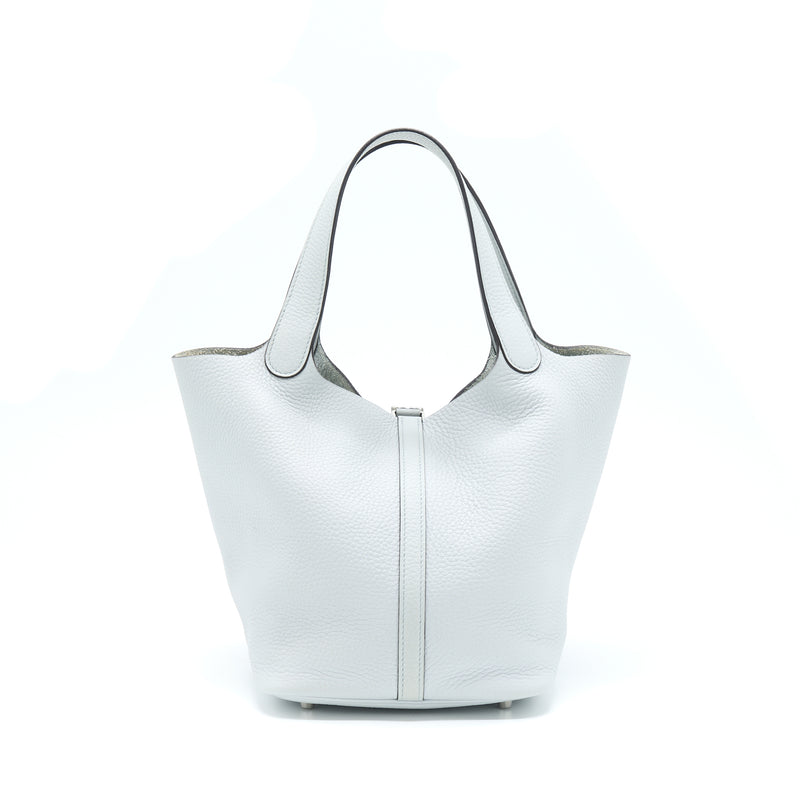 Hermes Picotin 22 Lock Bag Clemence Blue Pale SHW Stamp C
