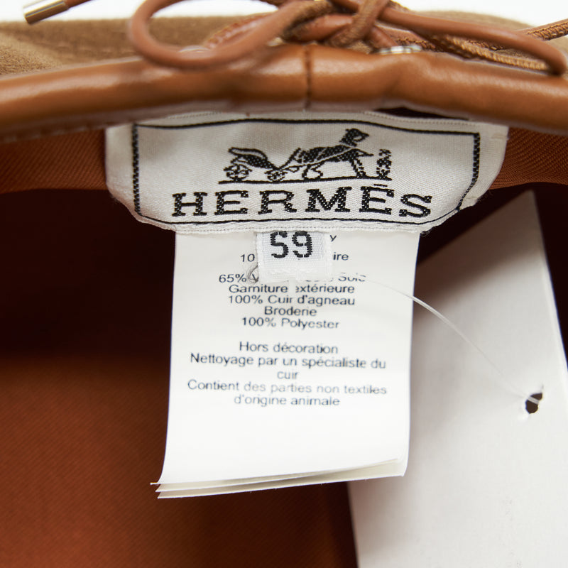 Hermes Size 59 Beret Hat Honore Charm Brown